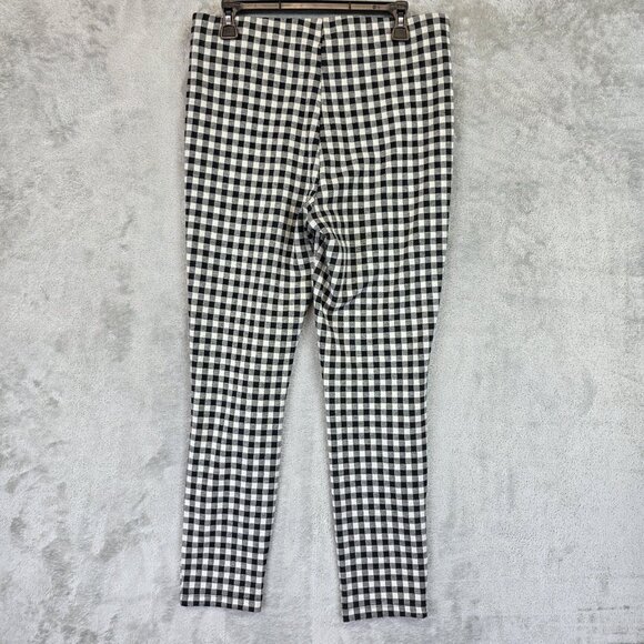 Zara Pants Womens XL Black White Gingham Check Stretch Skinny Ankle Zip Front - Picture 9 of 12
